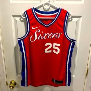 Ben Simmons #25 Sixers Jersey Red Large